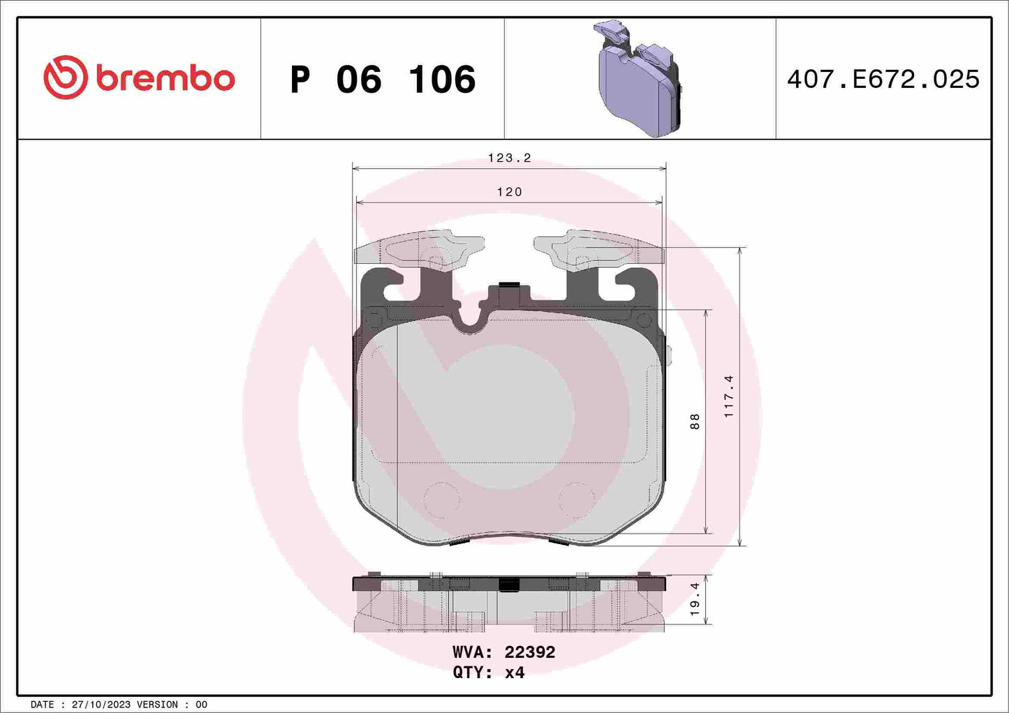 Brembo Disc Brake Pad Set P06106