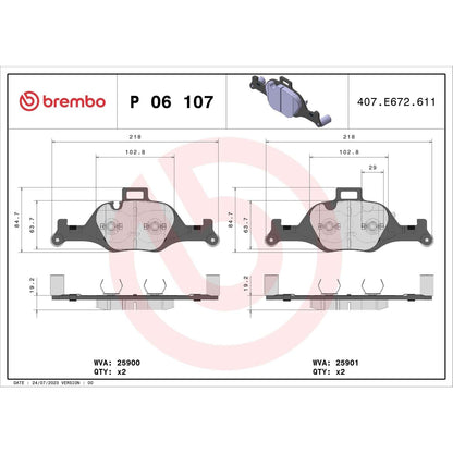 Brembo OE Brembo 18-21 BMW 530e Premium Low-Met OE Equivalent Pad - Front P06107