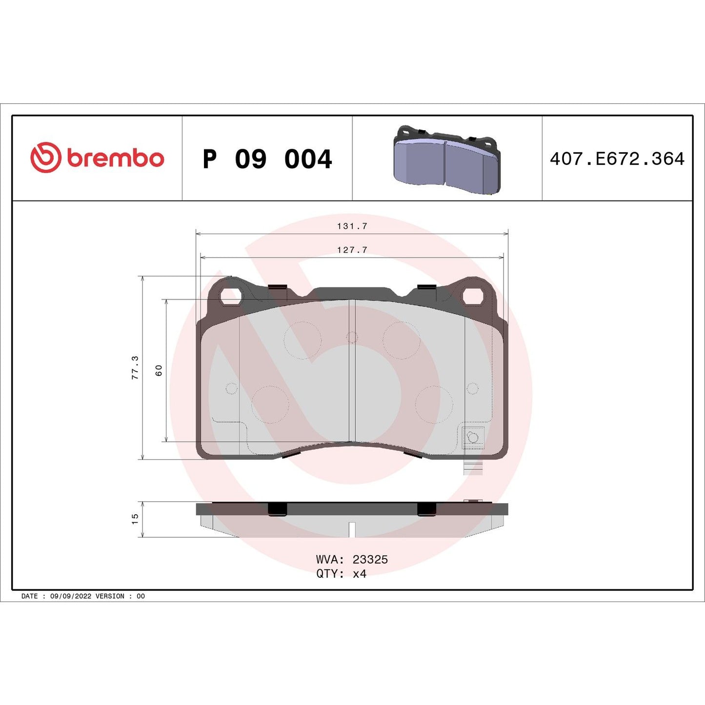 Brembo Disc Brake Pad Set P09004