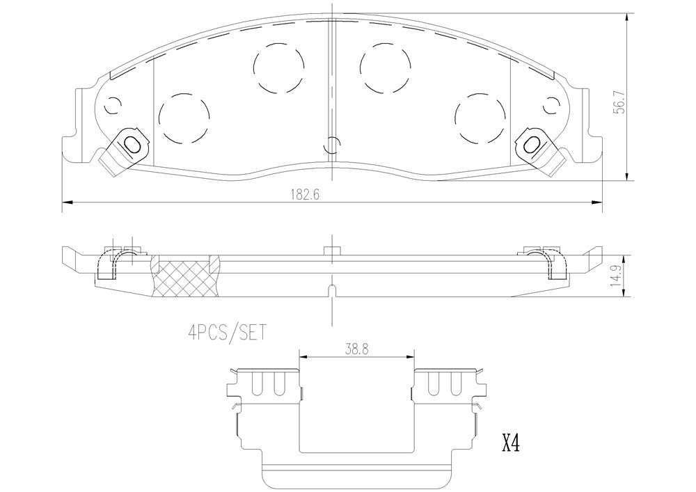 Brembo OE Brembo 03-07 Cadillac CTS/05-08 STS Front Premium NAO Ceramic OE Equivalent Pad P09006N