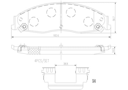 Brembo OE Brembo 03-07 Cadillac CTS/05-08 STS Front Premium NAO Ceramic OE Equivalent Pad P09006N