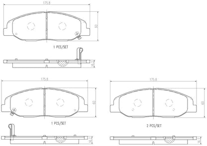 Brembo OE Brembo 08-14 Cadillac CTS/09-11 STS Front Premium NAO Ceramic OE Equivalent Pad P09016N