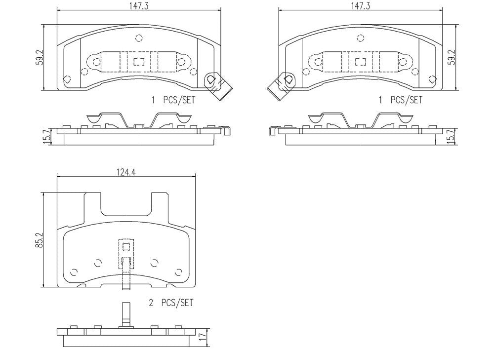 Brembo OE Brembo 95-99 Chevrolet C1500 Suburban Premium NAO Ceramic OE Equivalent Pad - Front P10022N