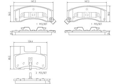Brembo OE Brembo 95-99 Chevrolet C1500 Suburban Premium NAO Ceramic OE Equivalent Pad - Front P10022N