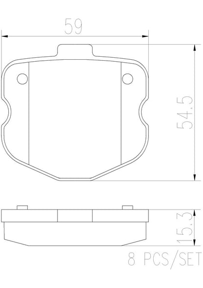 Brembo OE Brembo 06-08 Chevrolet Corvette Rear Premium NAO Ceramic OE Equivalent Pad P10067N