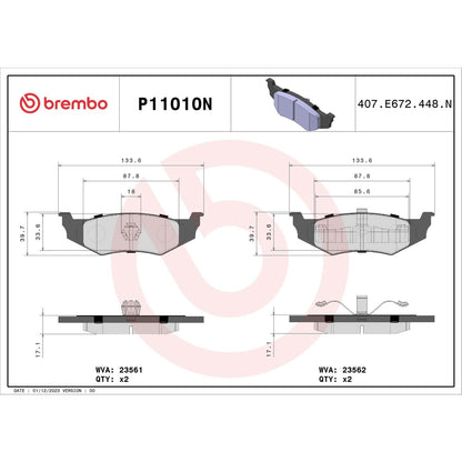 Brembo Disc Brake Pad Set P11010N