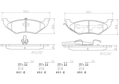 Brembo OE Brembo 97-00 Chrysler Town & Country Premium NAO Ceramic OE Equivalent Pad - Rear P11027N
