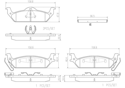 Brembo OE Brembo 03-04 Dodge Dakota Rear Premium NAO Ceramic OE Equivalent Pad P15012N