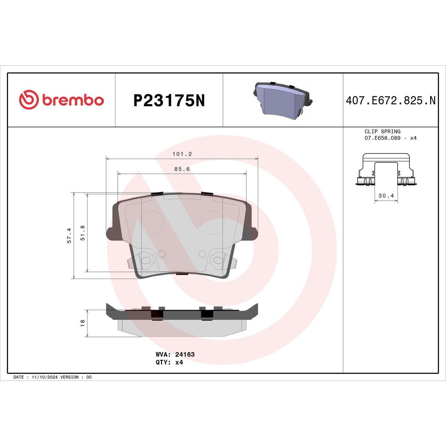 Brembo Disc Brake Pad Set P23175N