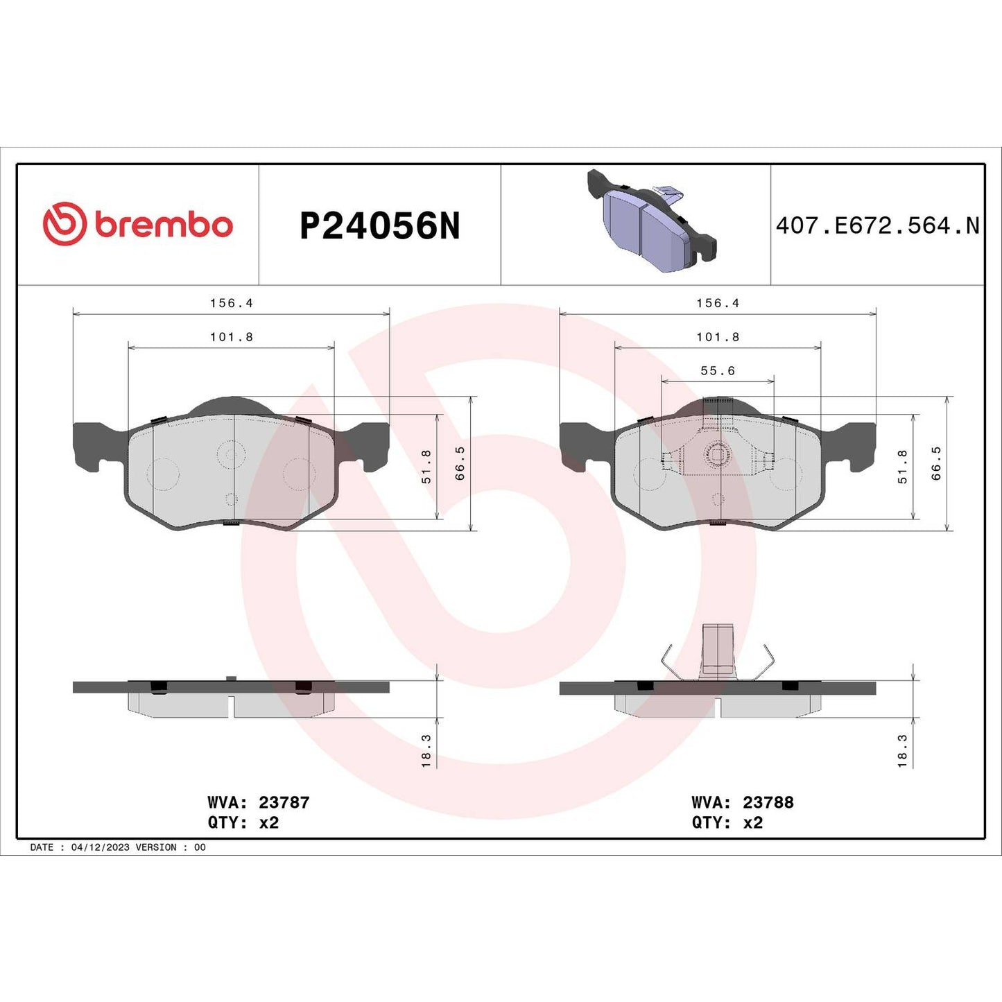 Brembo Disc Brake Pad Set P24056N