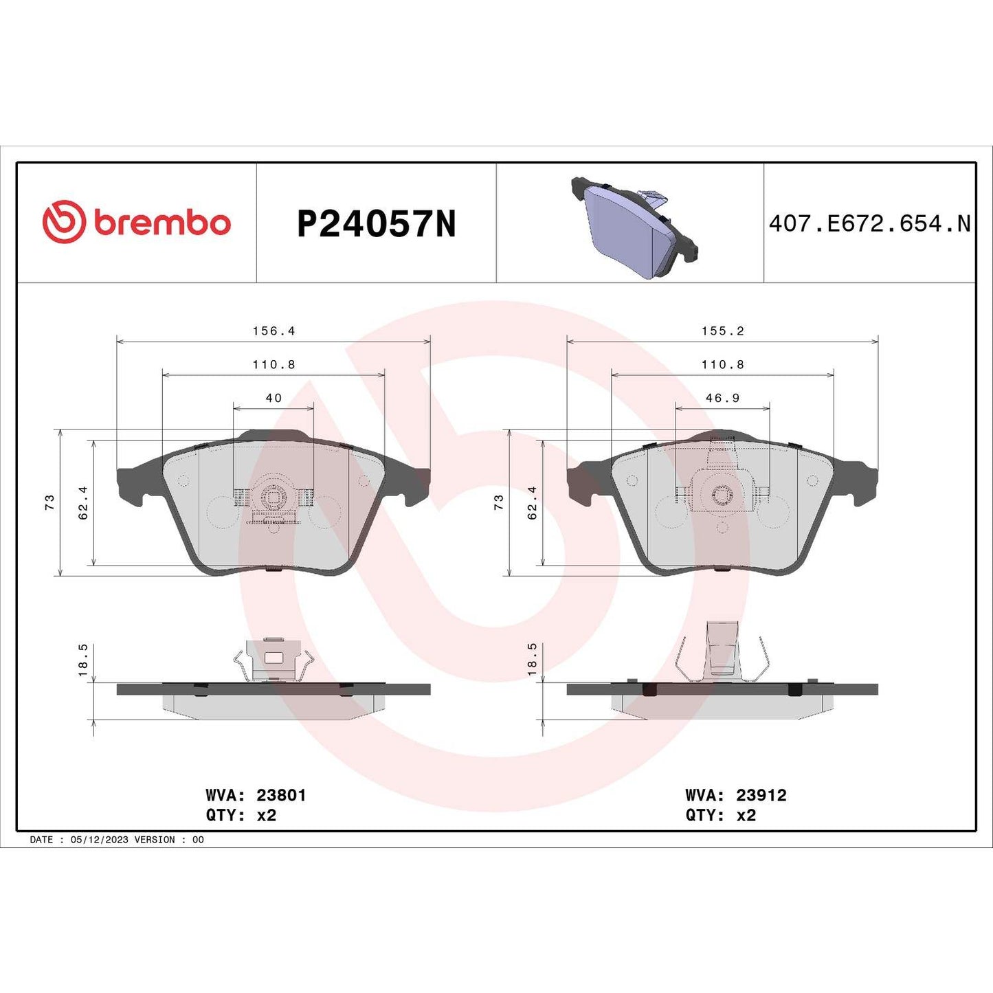 Brembo Disc Brake Pad Set P24057N