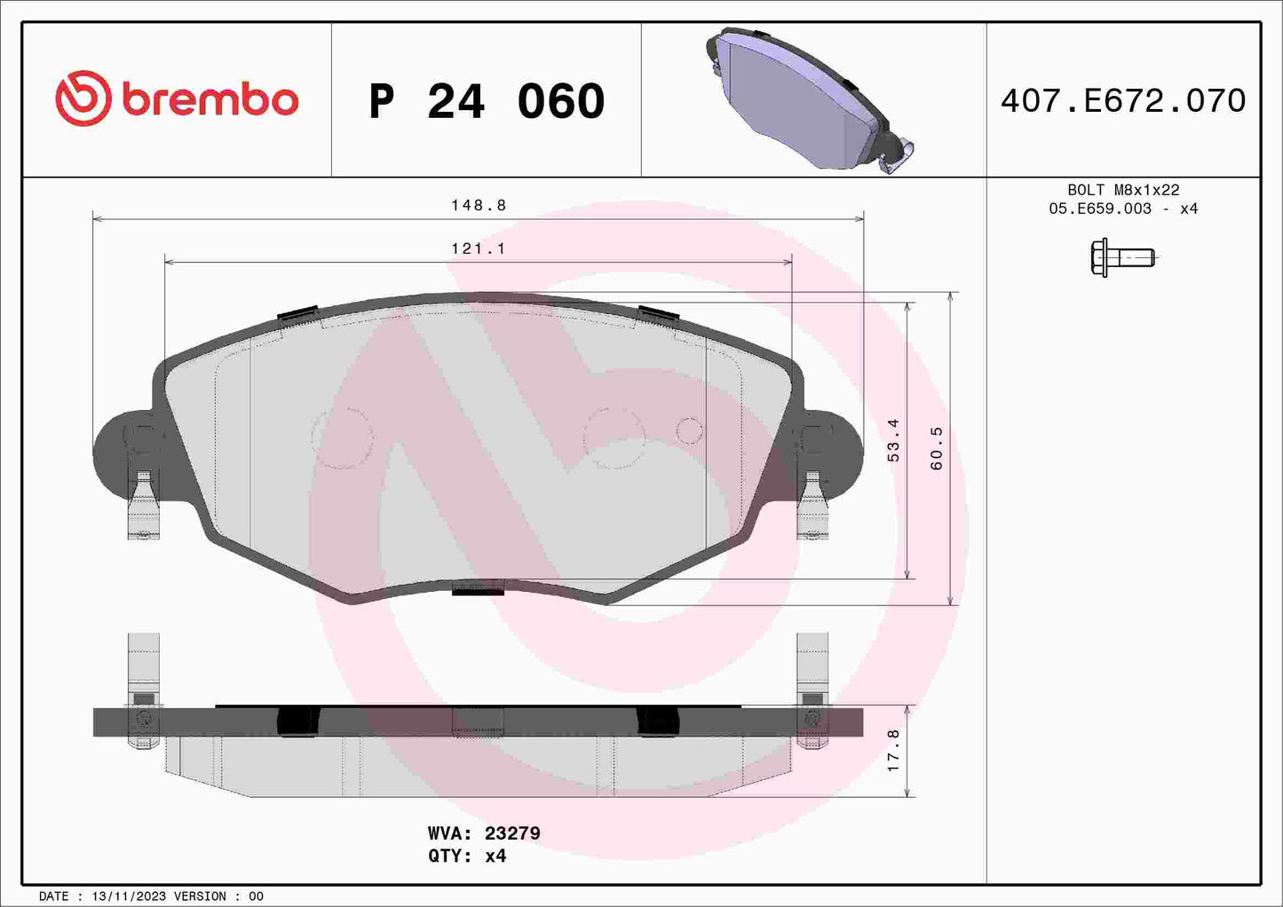 Brembo Disc Brake Pad Set P24060