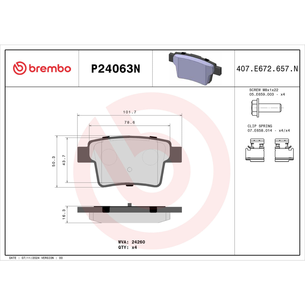 Brembo Disc Brake Pad Set P24063N