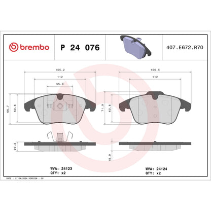 Brembo Disc Brake Pad Set P24076