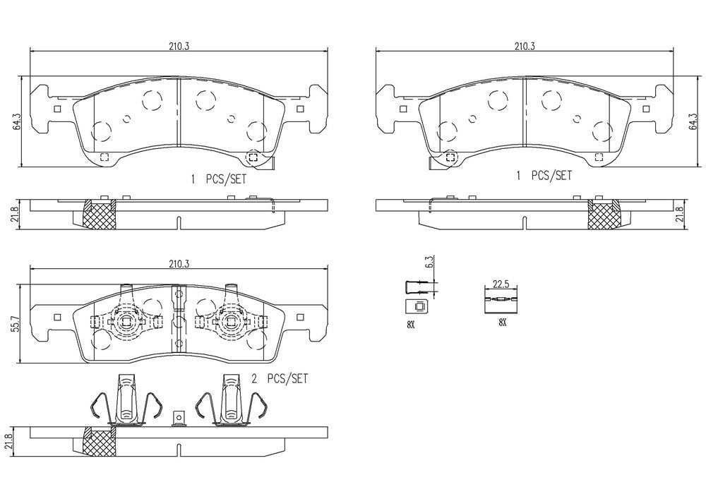 Brembo OE Brembo 03-06 Ford Expedition/Lincoln Navigator Front Premium NAO Ceramic OE Equivalent Pad P24111N