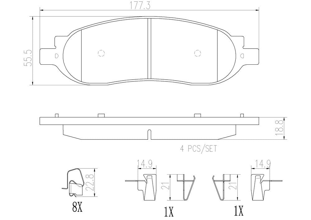 Brembo OE Brembo 05-07 Ford F-250 Super Duty/F-350 Super Duty Rear Premium NAO Ceramic OE Equivalent Pad P24118N