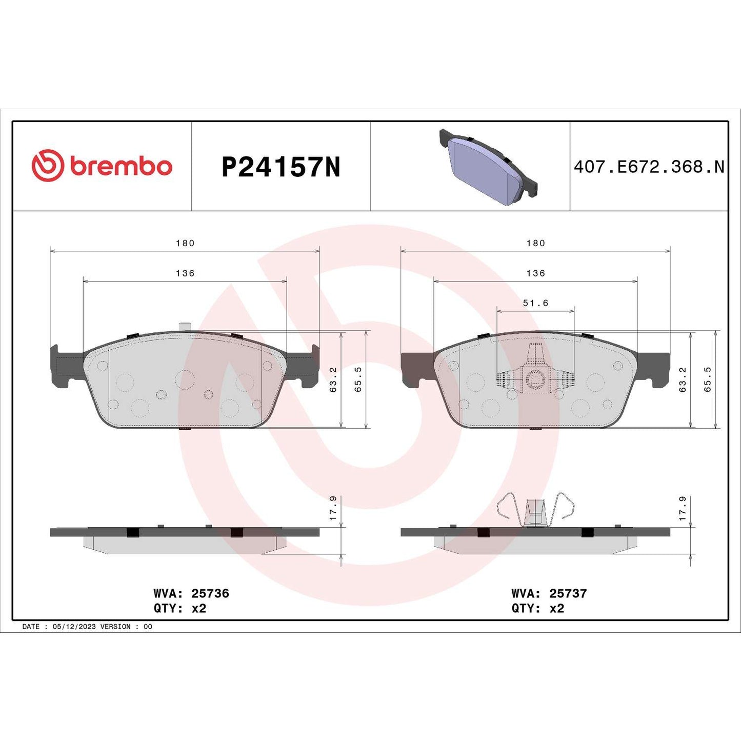 Brembo Disc Brake Pad Set P24157N