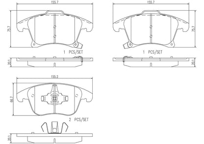 Brembo OE Brembo 13-20 Ford Fusion/19-20 Police Responder Hybrid Front Premium NAO Ceramic OE Equivalent Pad P24173N