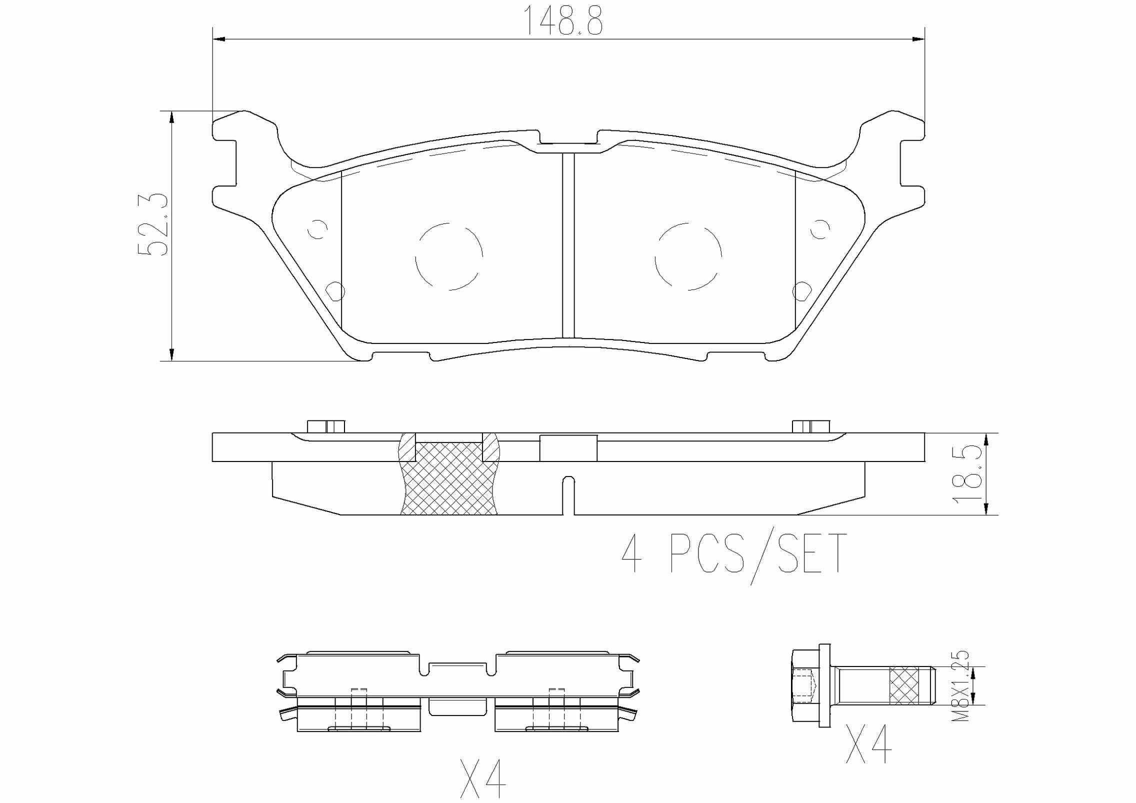 Brembo OE Brembo 15-17 Ford F-150 Rear Premium NAO Ceramic OE Equivalent Pad P24200N