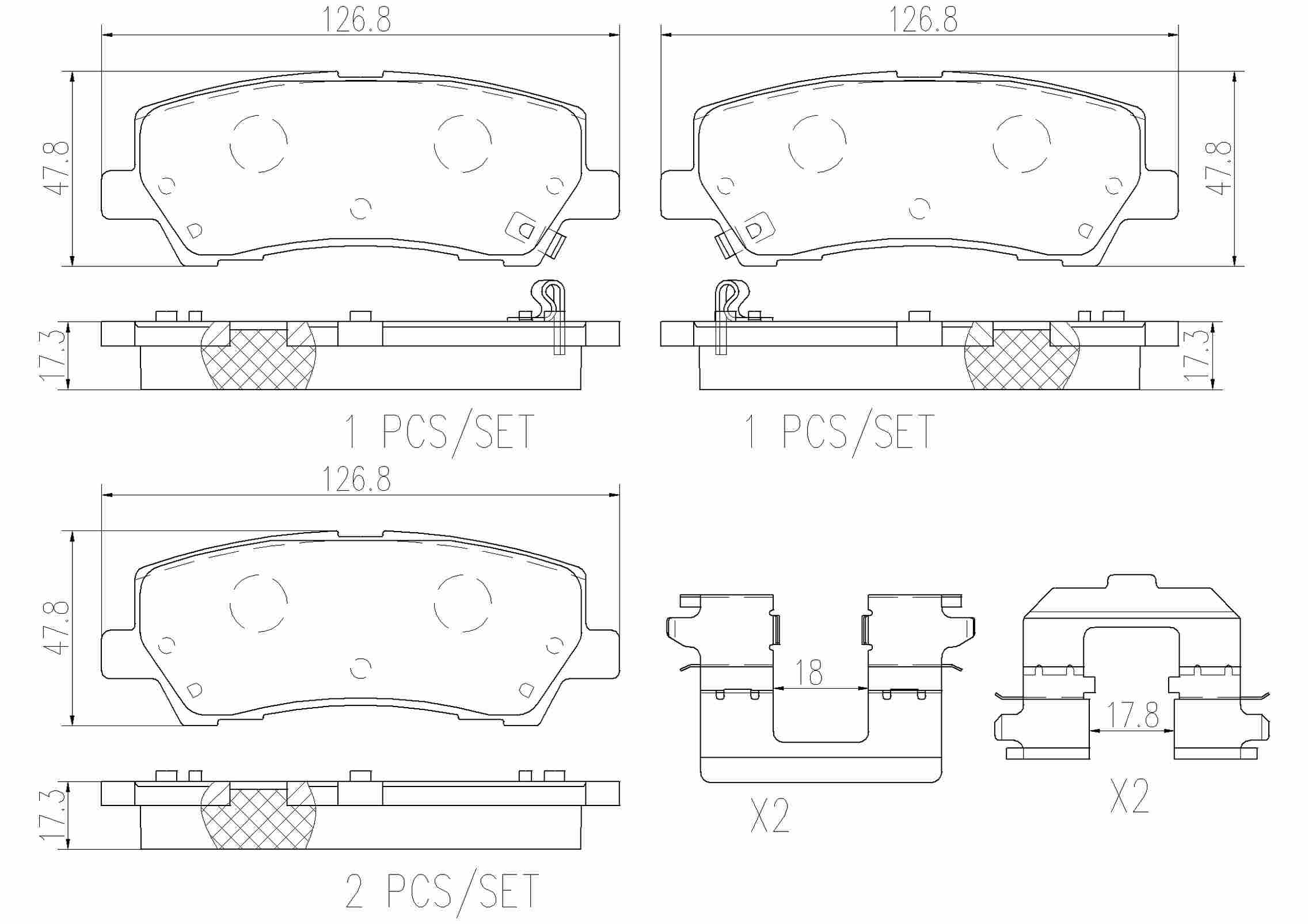 Brembo OE Brembo 15-20 Ford Mustang Rear Premium NAO Ceramic OE Equivalent Pad P24205N