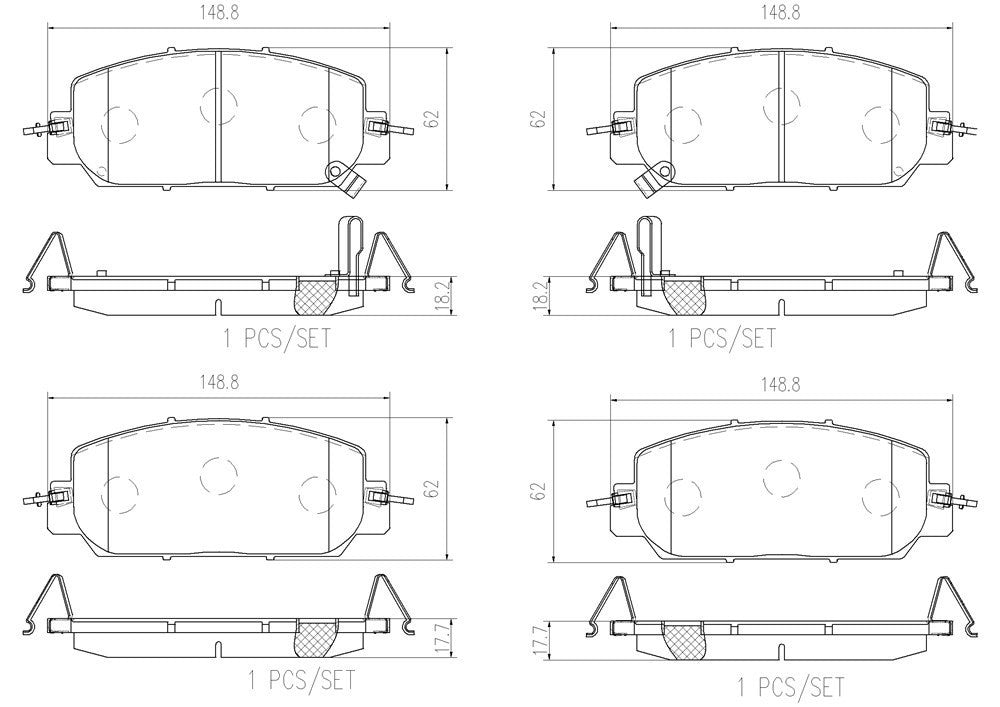 Brembo OE Brembo 17-19 Honda CR-V Front Premium NAO Ceramic OE Equivalent Pad P28098N