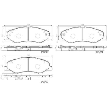Brembo OE Brembo 18-20 Honda Odyssey Front Premium NAO Ceramic OE Equivalent Pad P28102N