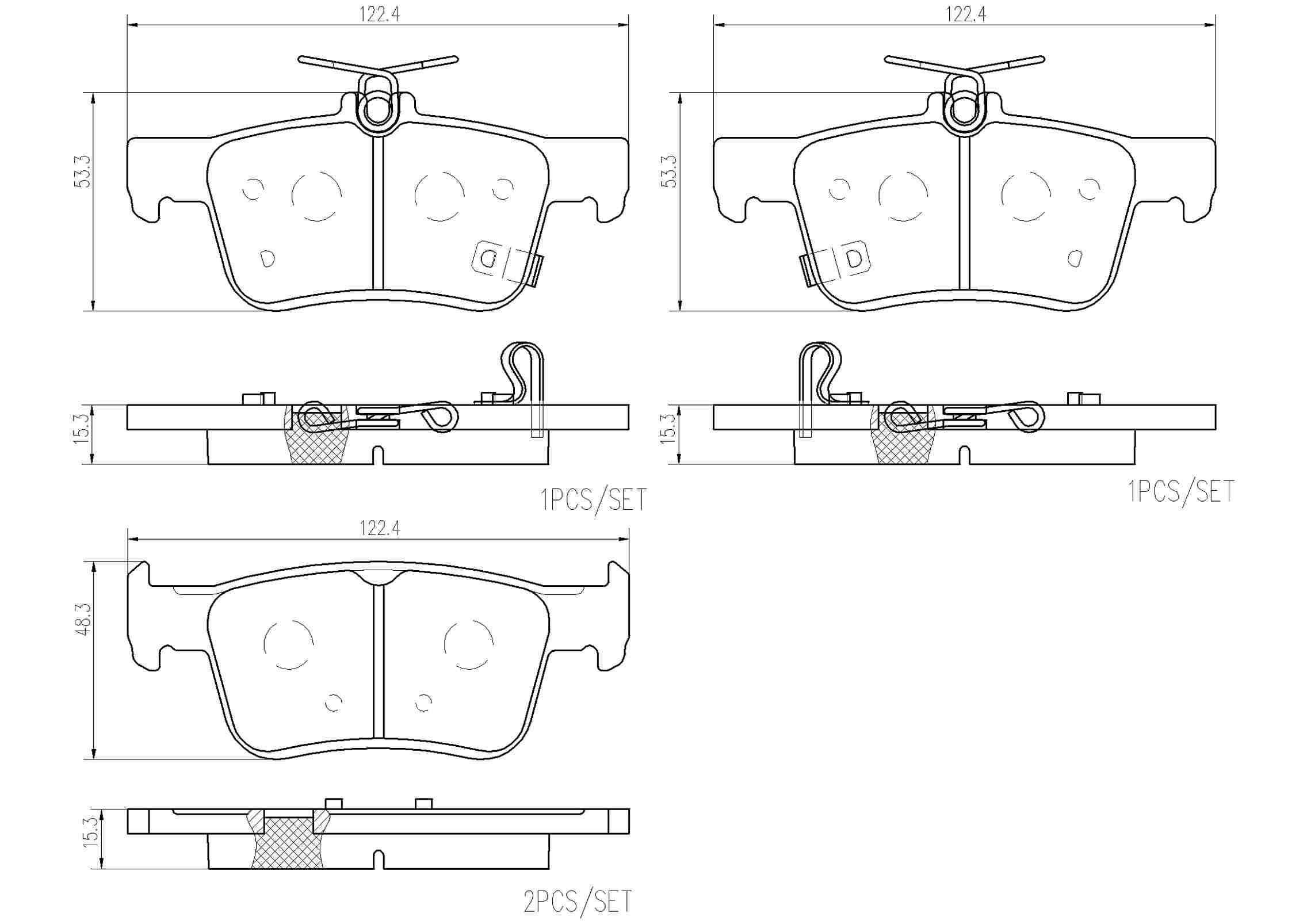 Brembo OE Brembo 18-20 Honda Accord Rear Premium NAO Ceramic OE Equivalent Pad P28103N