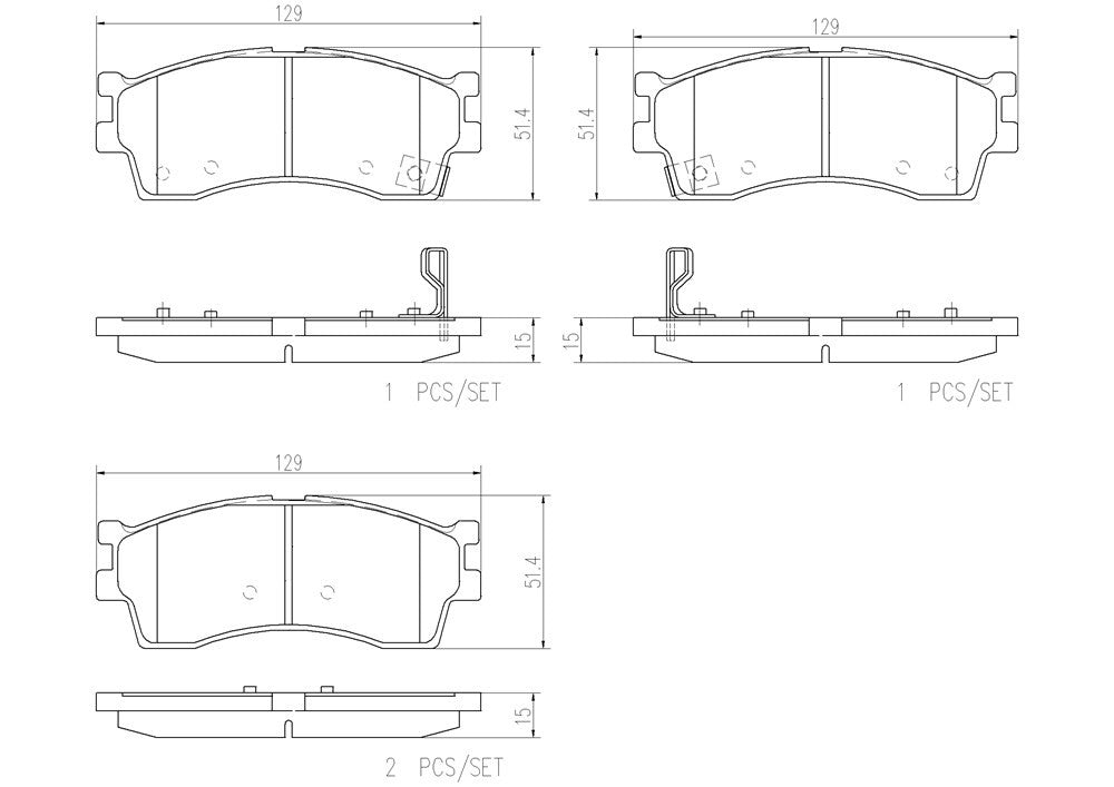 Brembo OE Brembo 03-05 Kia Rio/2001 Sephia/01-04 Spectra Front Premium NAO Ceramic OE Equivalent Pad P30016N