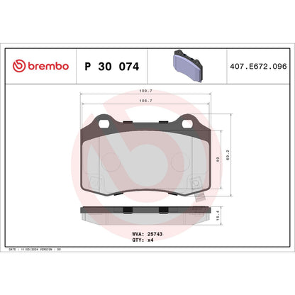 Brembo Disc Brake Pad Set P30074
