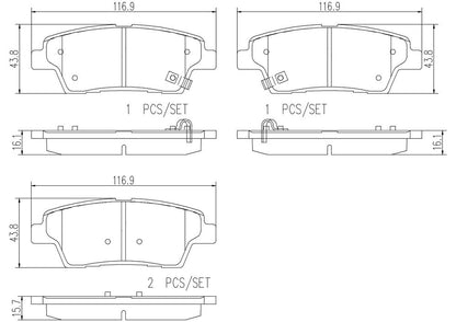 Brembo OE Brembo 2017 Genesis G80/10-16 Hyundai Genesis Rear Premium NAO Ceramic OE Equivalent Pad P30079N