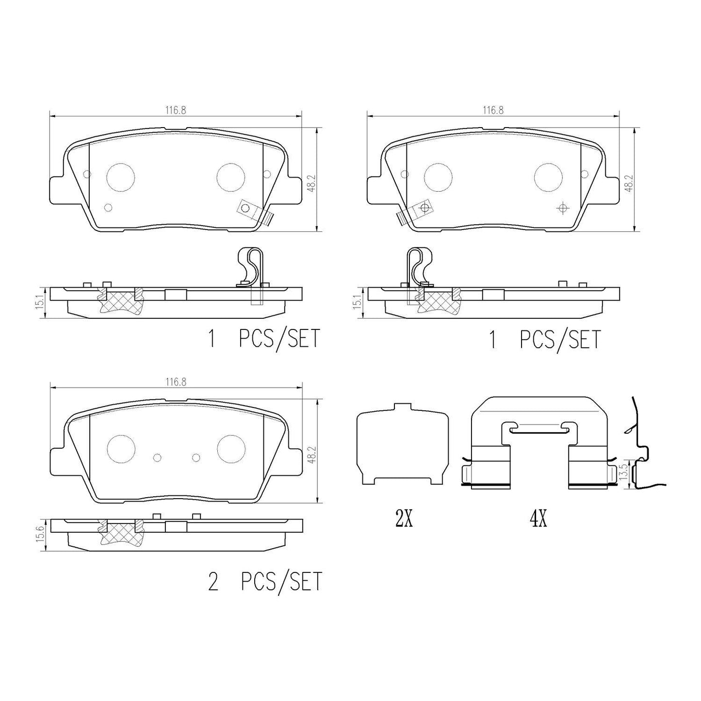 Brembo OE Brembo 18-21 Genesis G70/ Kia Stinger Rear NAO Brake Pad P30104N
