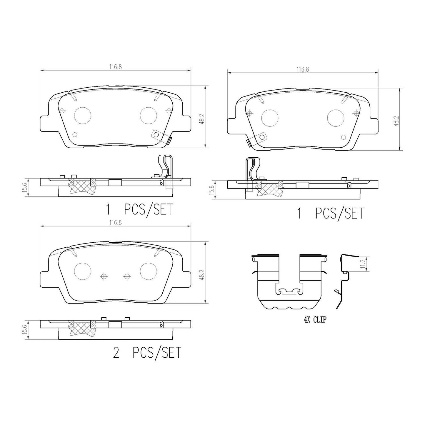 Brembo OE Brembo 17-18 Kia Sorento/ Hyundai Santa Fe Sport Rear NAO Brake Pad P30105N