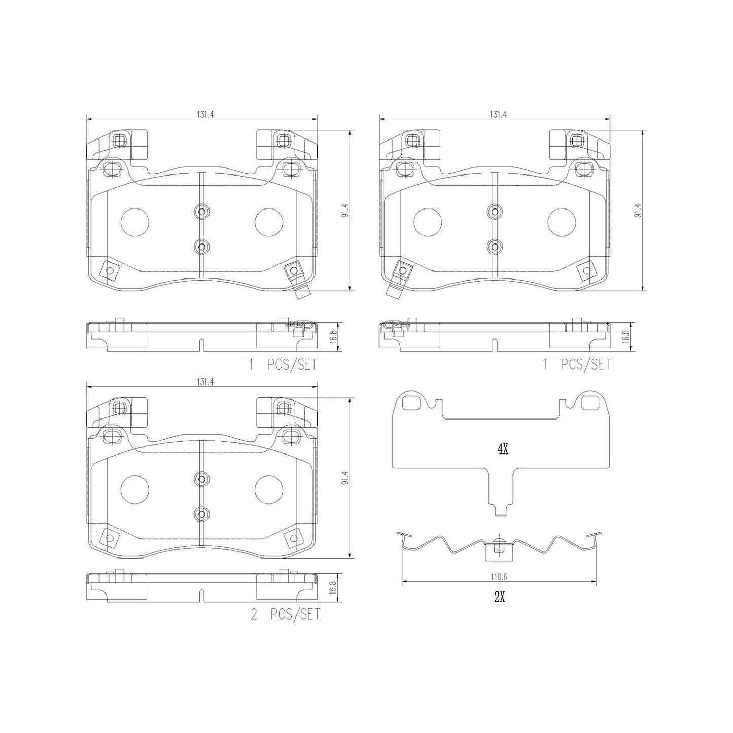Brembo OE Brembo 18-21 Genesis G70/ Kia Stinger Front NAO Brake Pad P30113N