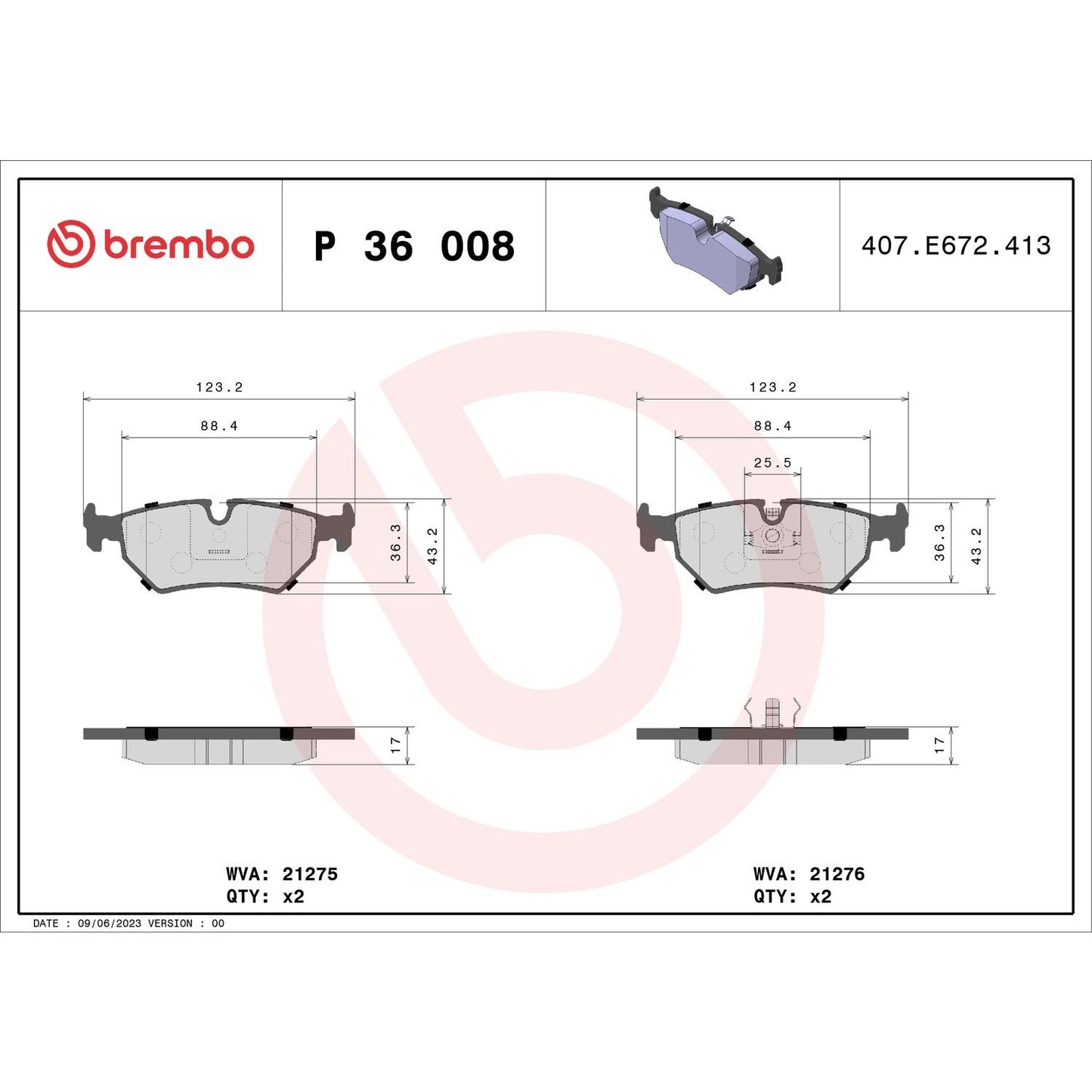 Brembo Disc Brake Pad Set P36008