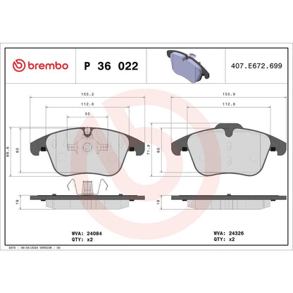 Brembo Disc Brake Pad Set P36022