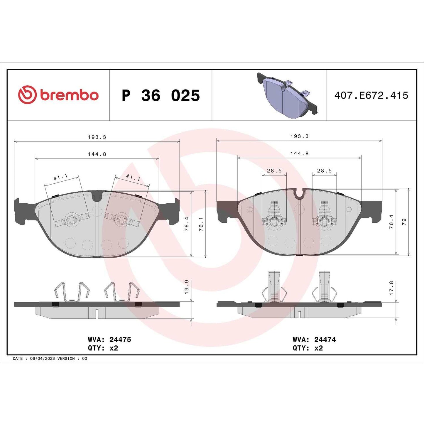Brembo Disc Brake Pad Set P36025