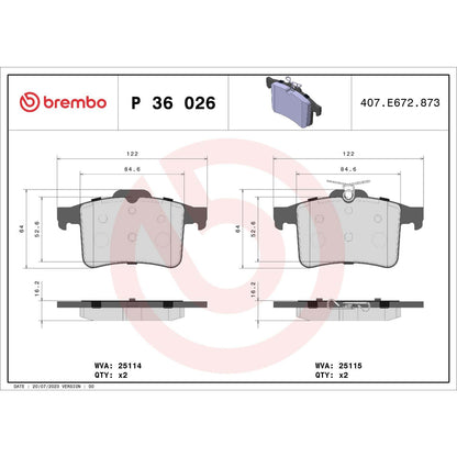 Brembo Disc Brake Pad Set P36026