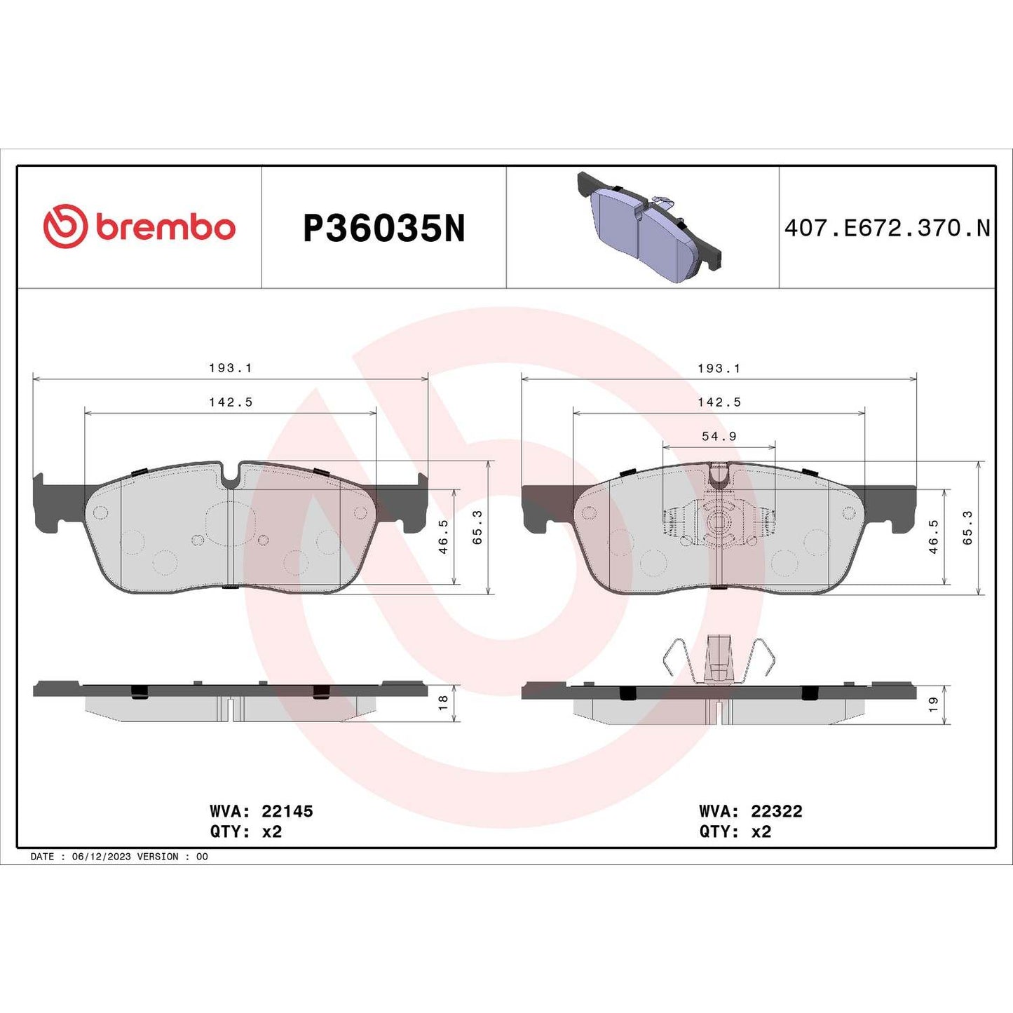 Brembo Disc Brake Pad Set P36035N
