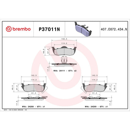 Brembo Disc Brake Pad Set P37011N