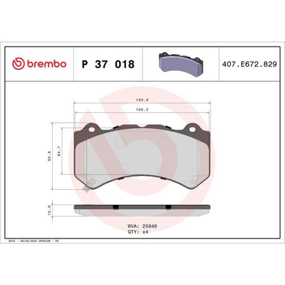 Brembo Disc Brake Pad Set P37018
