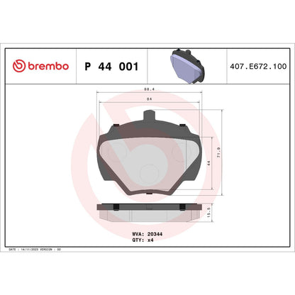 Brembo OE Brembo 94-95 Land Rover Defender 90/94-99 Discovery Rear Premium Low-Met OE Equivalent Pad P44001