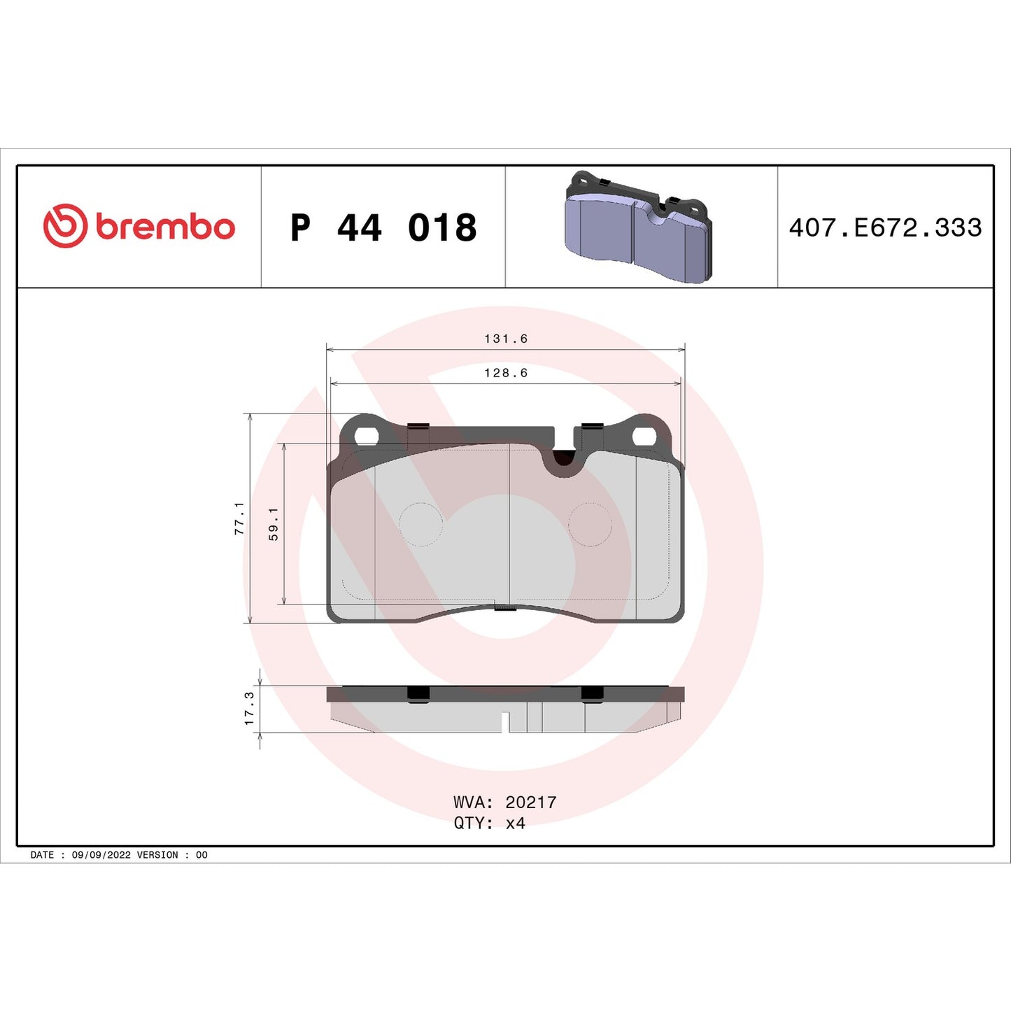 Brembo Disc Brake Pad Set P44018