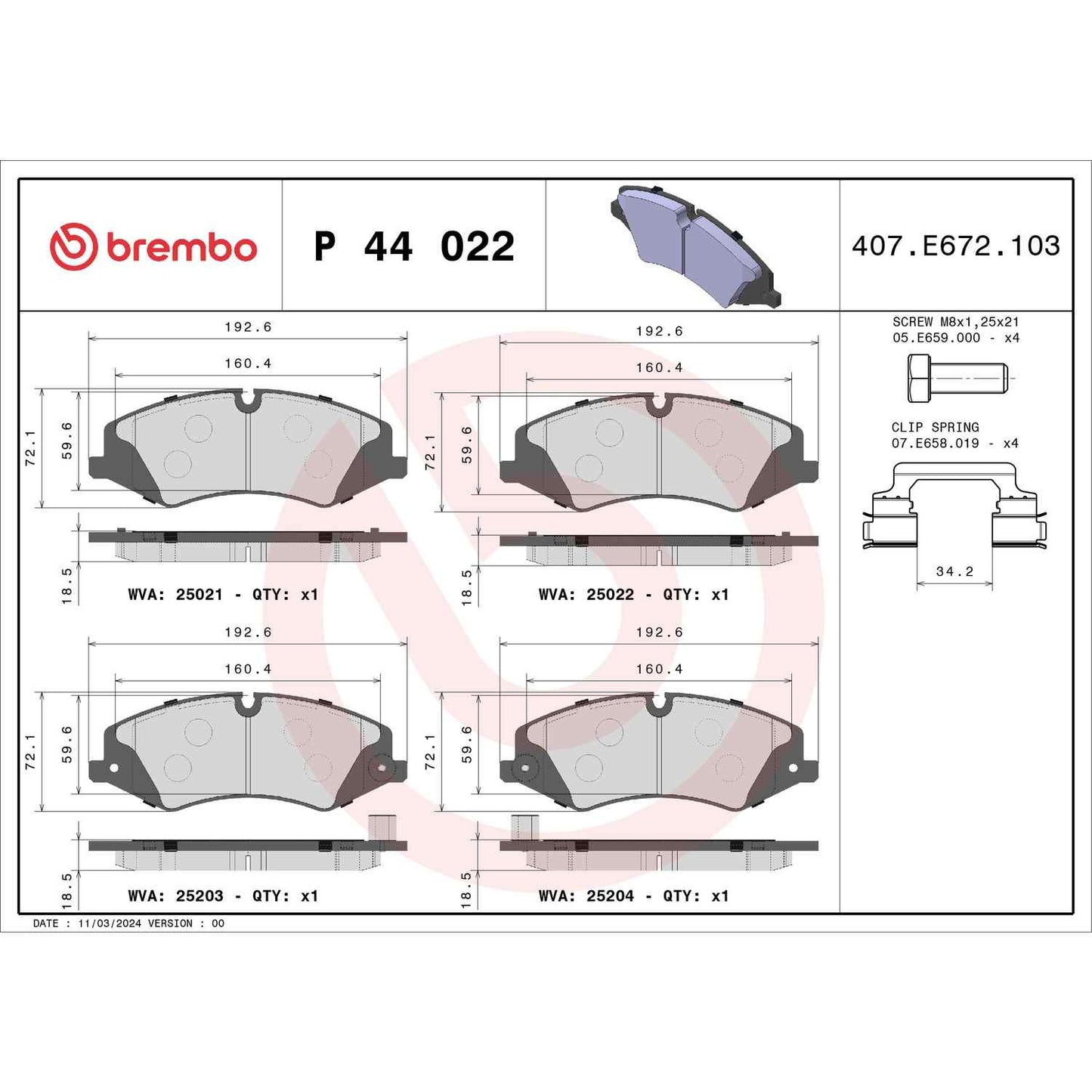 Brembo Disc Brake Pad Set P44022