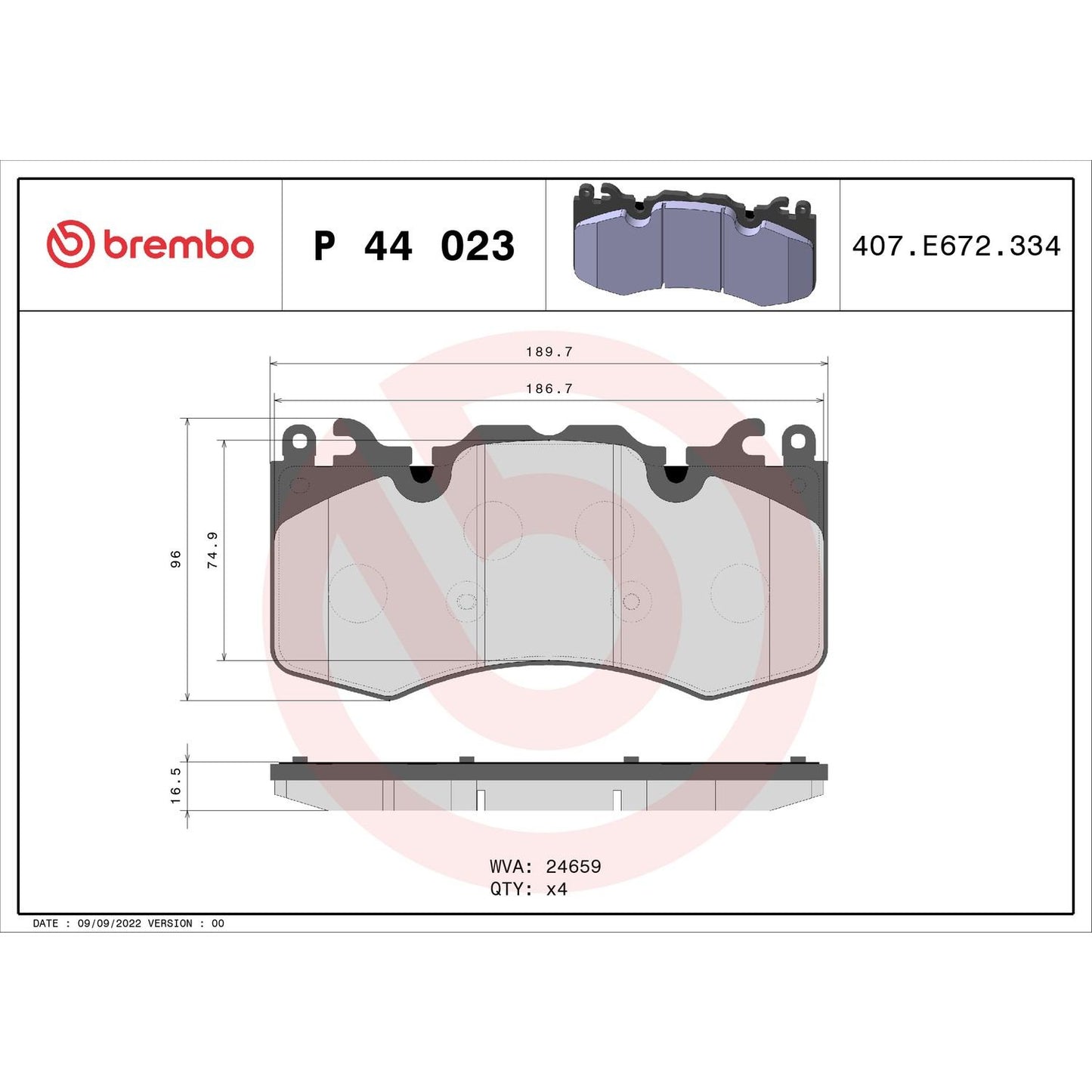 Brembo Disc Brake Pad Set P44023
