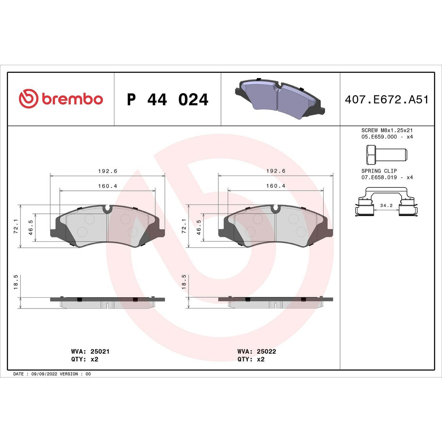Brembo Disc Brake Pad Set P44024