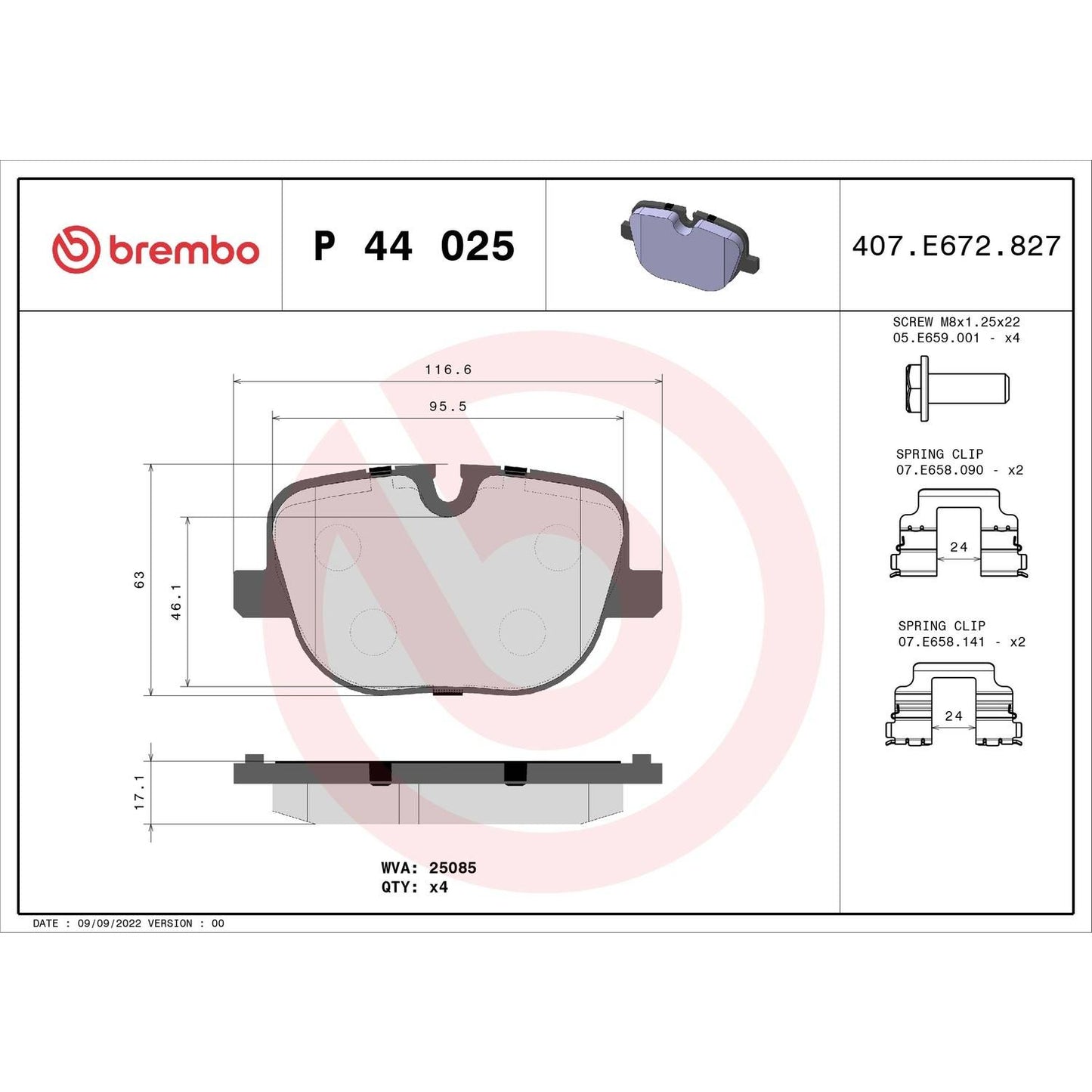 Brembo Disc Brake Pad Set P44025