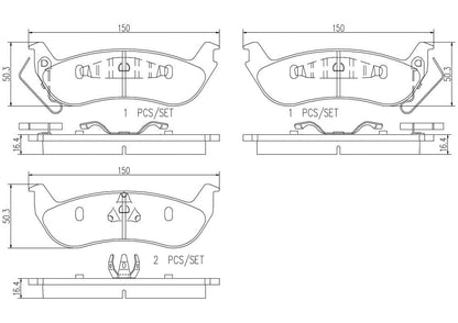 Brembo OE Brembo 03-04 Lincoln Town Car/Mercury Marauder Rear Premium NAO Ceramic OE Equivalent Pad P46002N