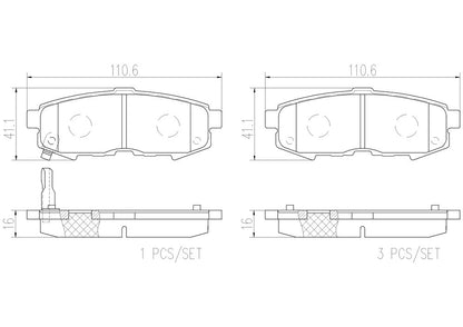 Brembo OE Brembo 04-06 Mazda MPV Rear Premium NAO Ceramic OE Equivalent Pad P49042N