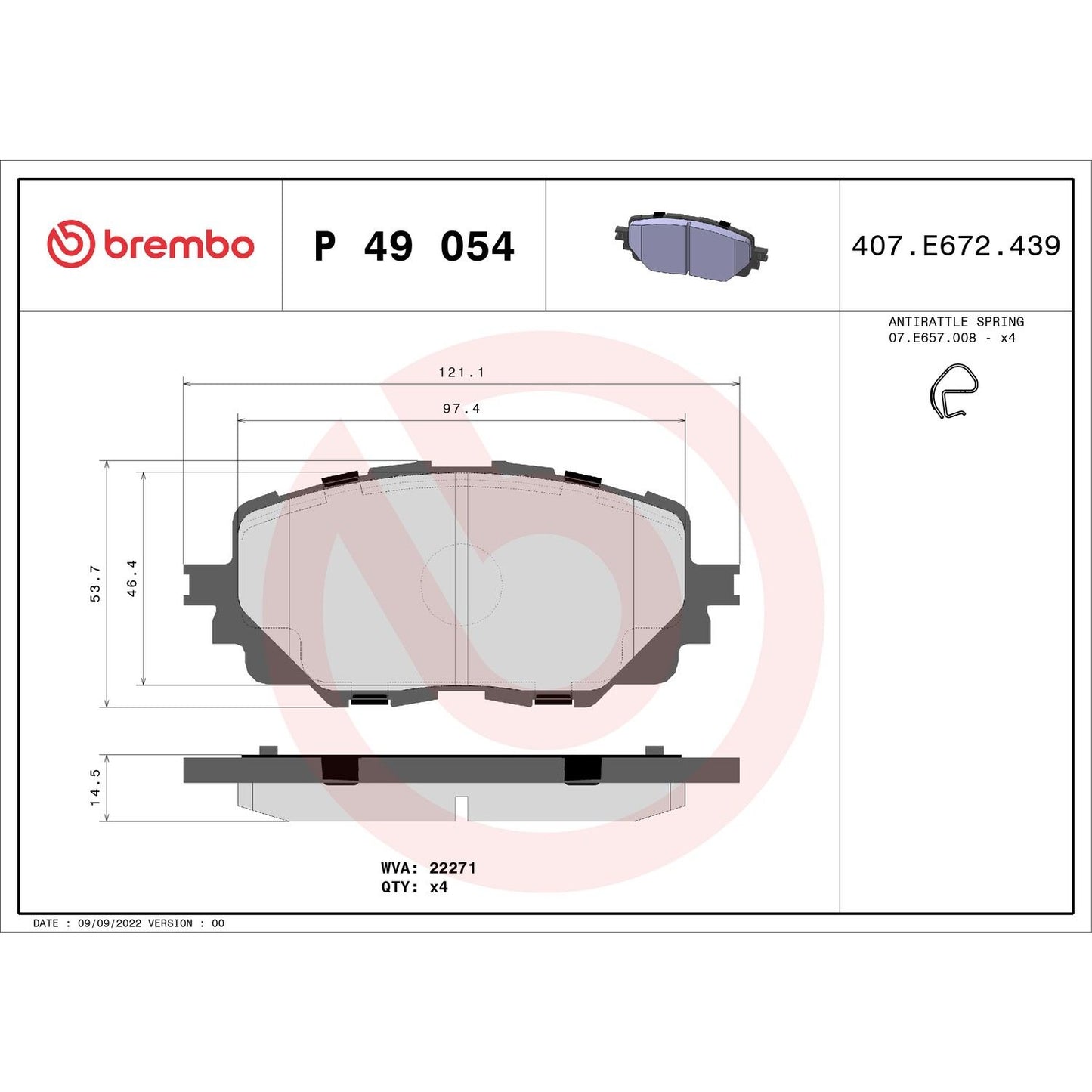 Brembo Disc Brake Pad Set P49054