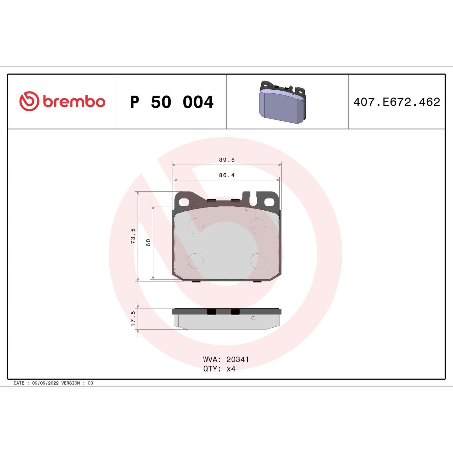 Brembo Disc Brake Pad Set P50004